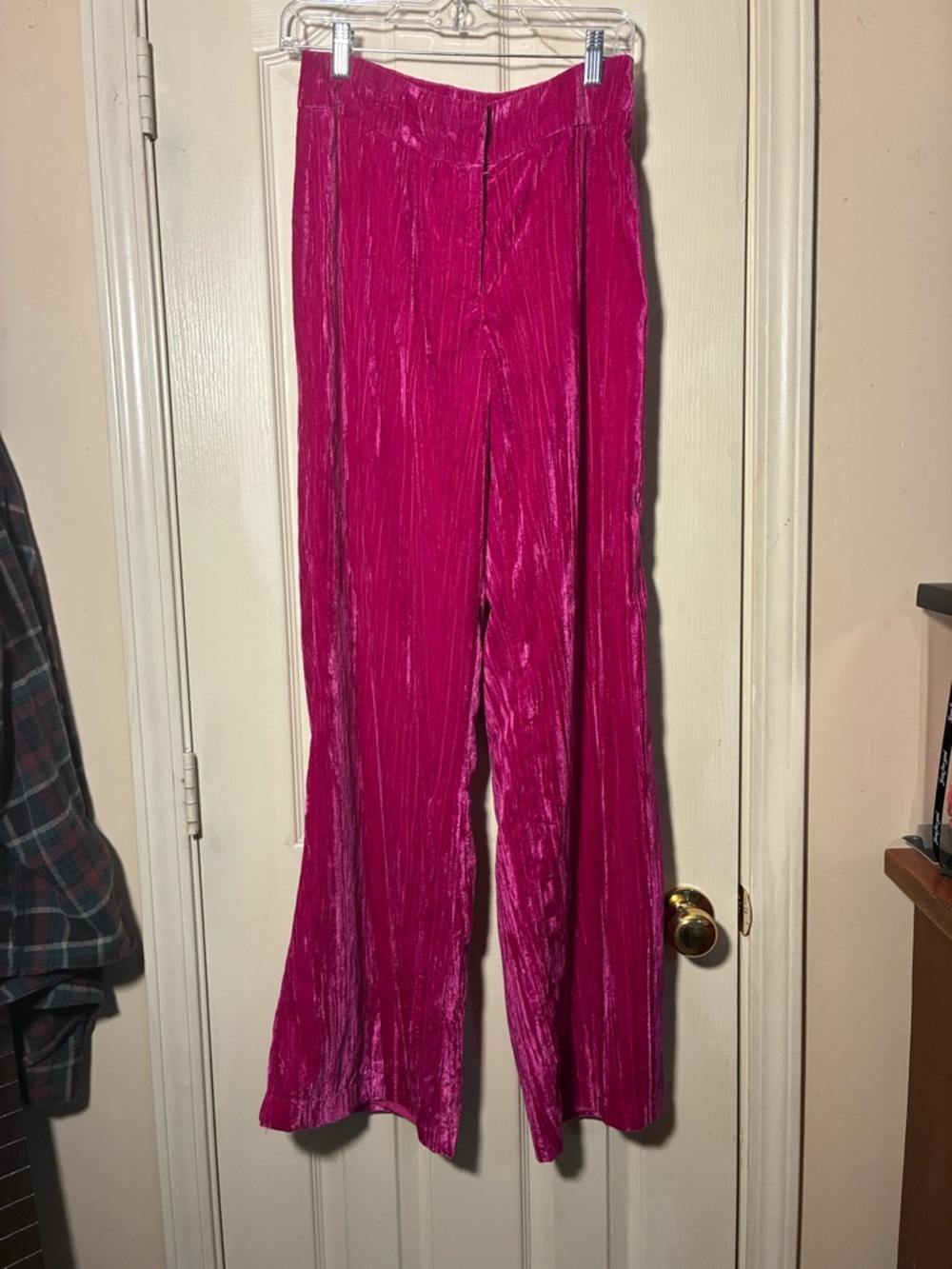 Nasty Gal Vibrant Magenta Crushed Velvet Pants